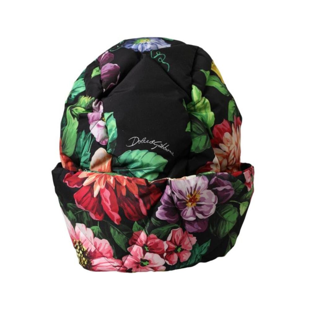 Dolce & Gabbana Floral Print Hooded Down Jacket Women Black Hats - Picture 4 of 6